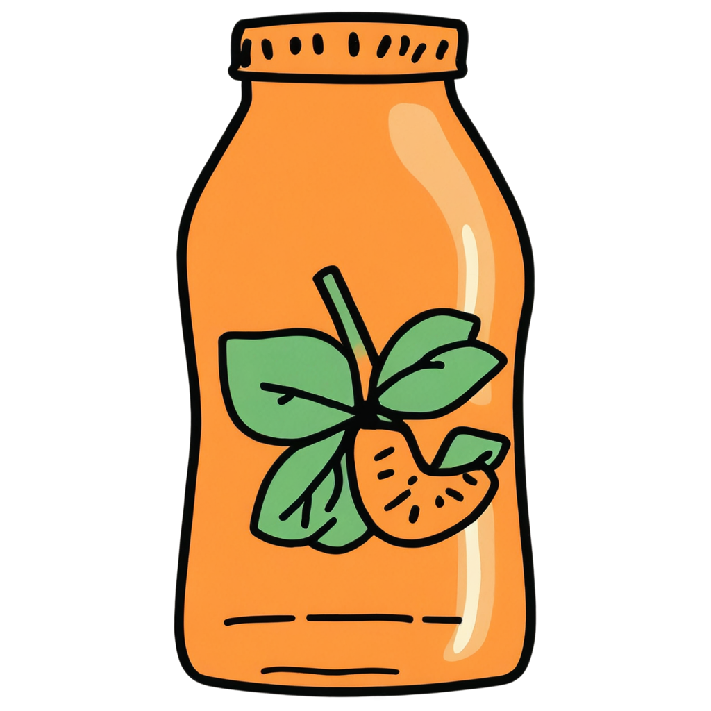 Doodle Cartoon Juice Orange Bottle FreePNG