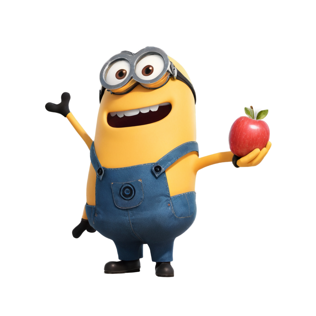 crea una imagen de un minion comiendo manzana
 FreePNG