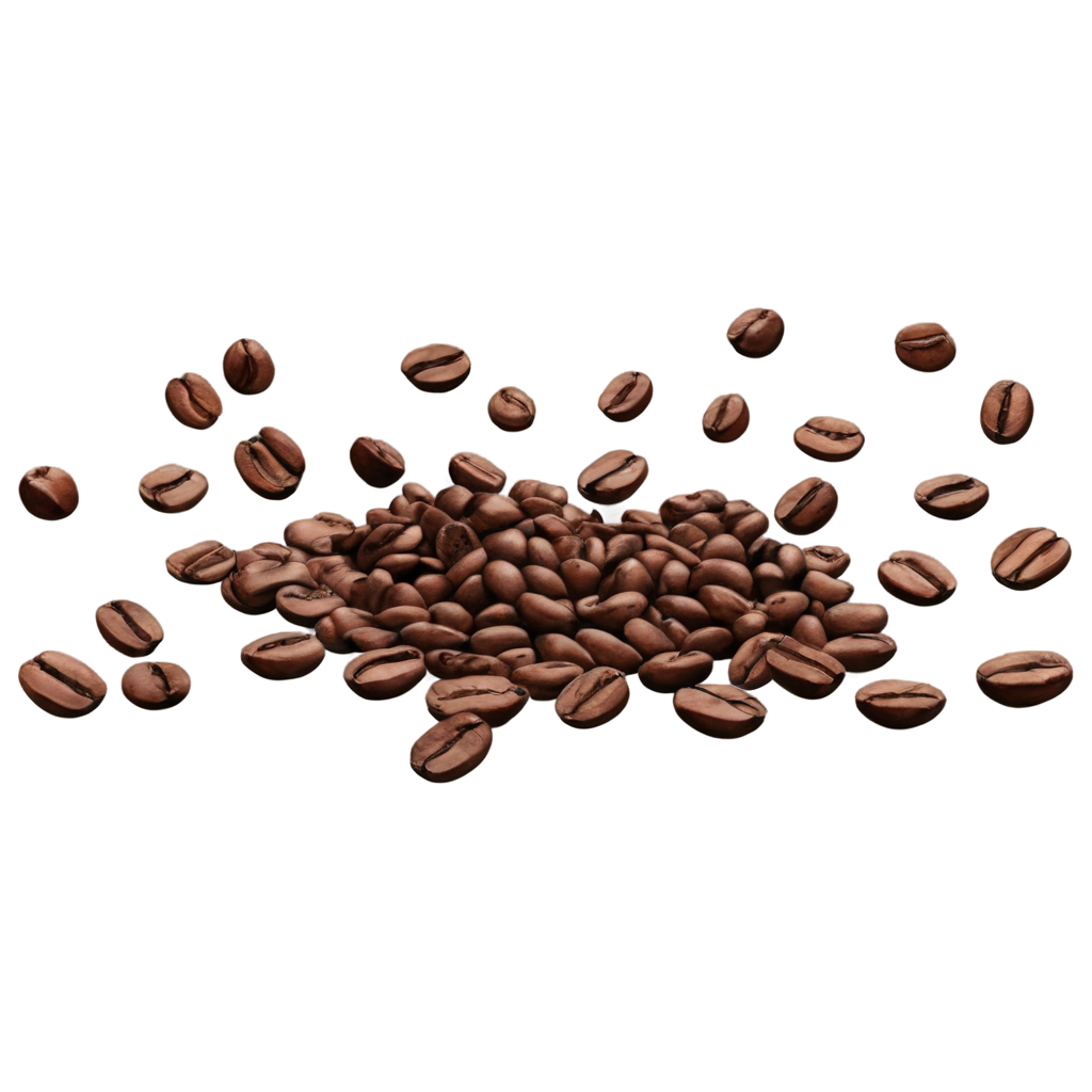 full image of the Falling coffee beans drawing, hd, 4k, 8k, extremely high resolution, centered and white background FreePNG