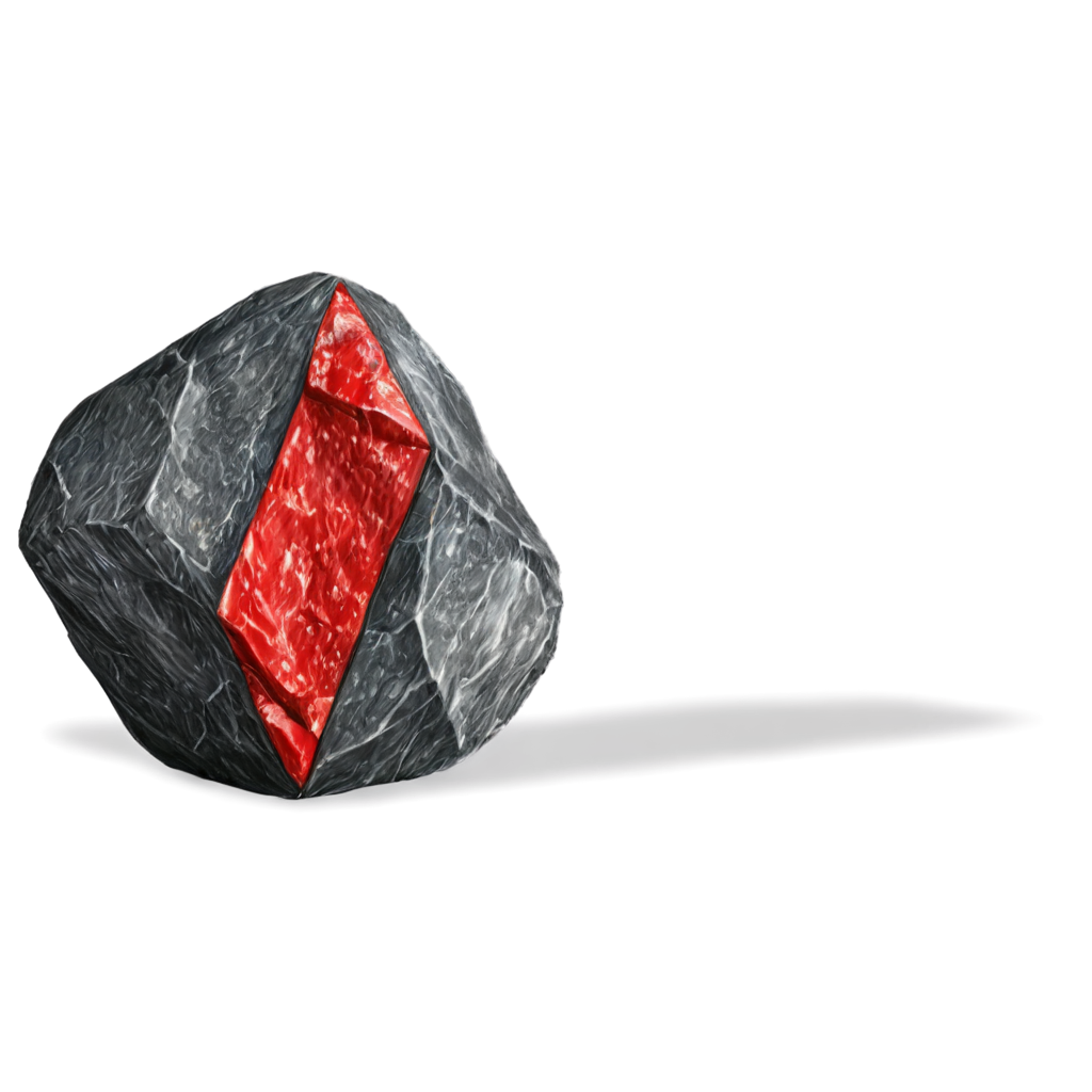 ICON OF A DARK GRAY AND RED ORE BAR SAGO, WITH WHITE BACKGROUND, REALISTIC DARK FANTASY STYLE FreePNG