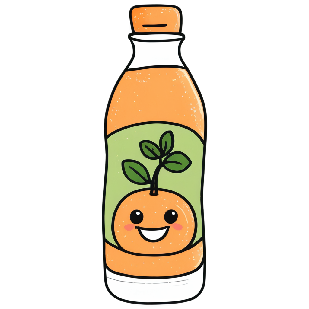 Doodle Cartoon Juice Orange Bottle FreePNG