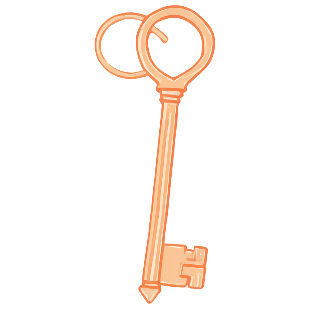 Warm Gradient Line Drawing Cartoon Fancy Old Key FreePNG