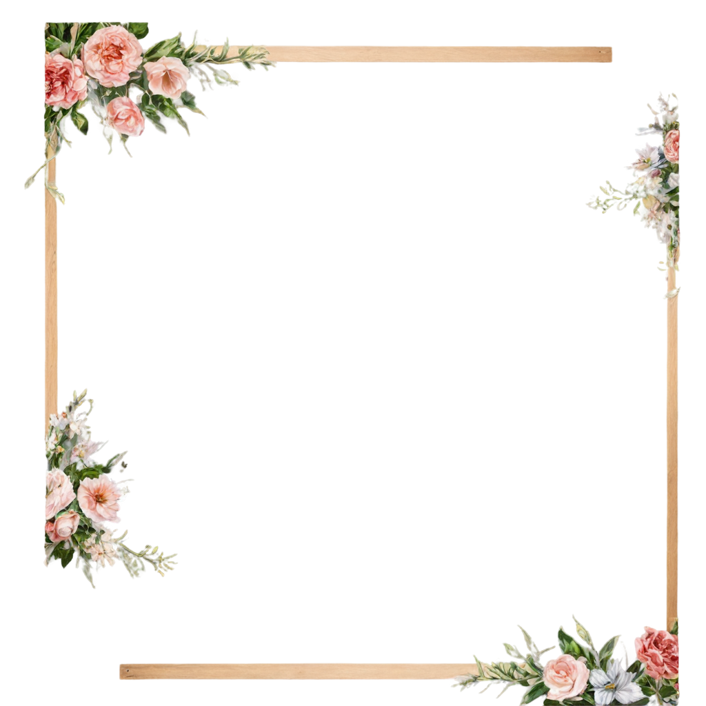 Breathtaking high detailed illustration of an empty frames with flowers and naked woman. Center images. FreePNG