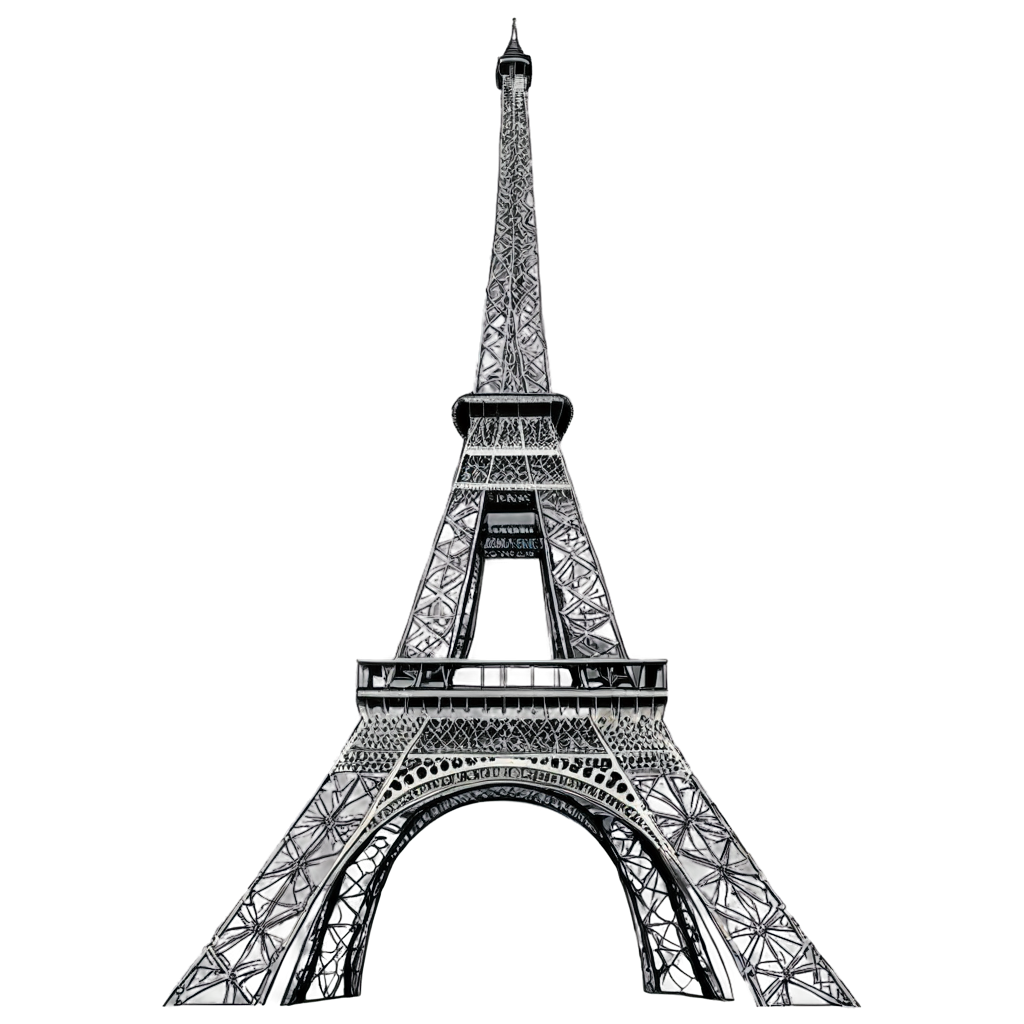 full image of the Eiffel Tower drawing, hd, 4k, 8k, extremely high resolution, centered and white background FreePNG