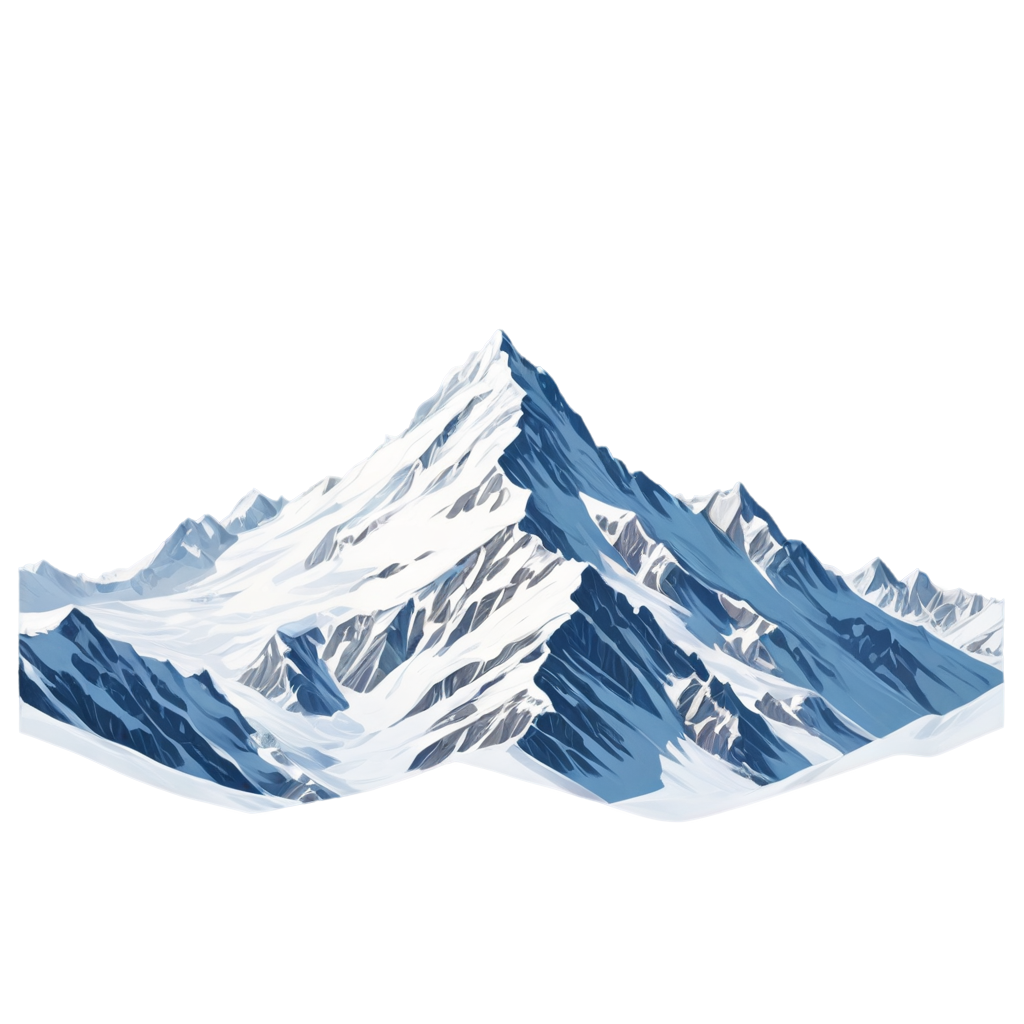 full image of the Snow capped mountains  drawing, hd, 4k, 8k, extremely high resolution, centered and white background FreePNG