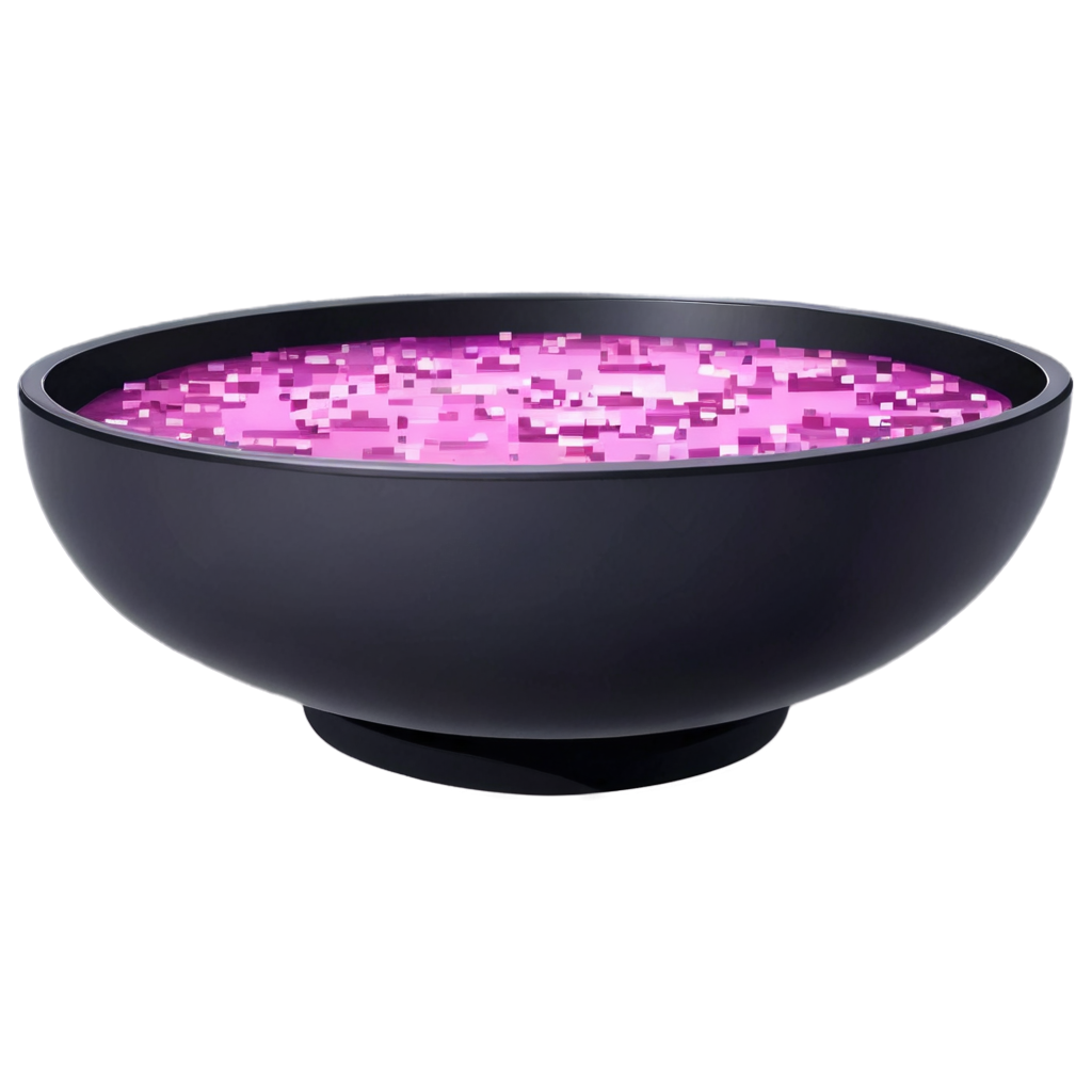 Purple Soup In Black Bowl With Pixel Art Style FreePNG