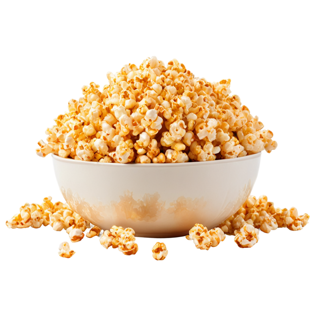 full image of the Tasty caramel glazed popcorn  drawing, hd, 4k, 8k, extremely high resolution, centered and white background FreePNG