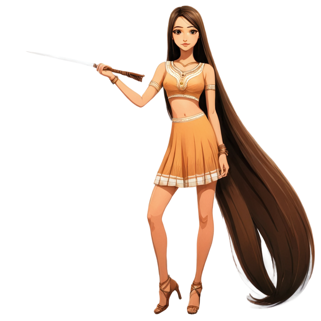 painted anime indian girl with long straight brown hairs, 19 age FreePNG