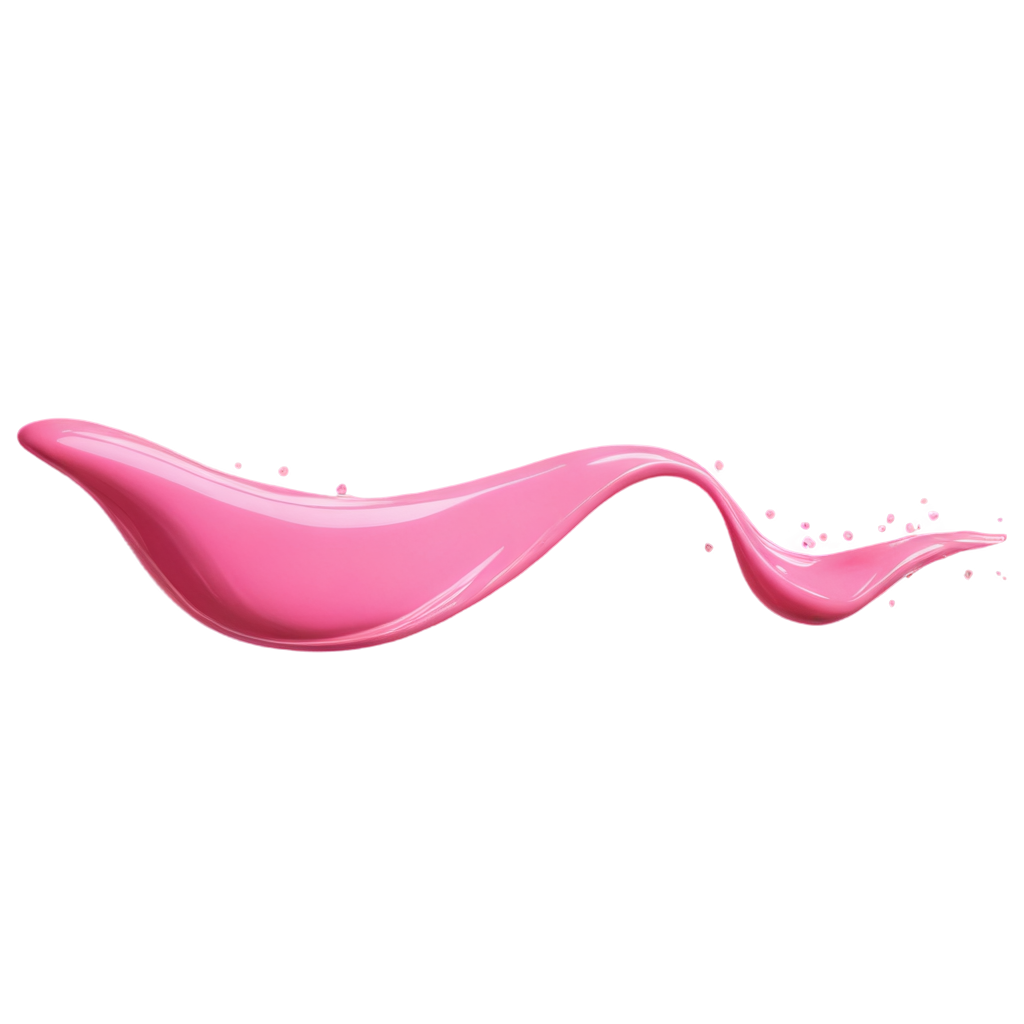 Create a realistic pink paint splash with a transparent background. The splash should capture natural textures, with visible droplets and subtle color gradients to enhance its lifelike quality. It should be versatile for use as an overlay on different backgrounds. FreePNG