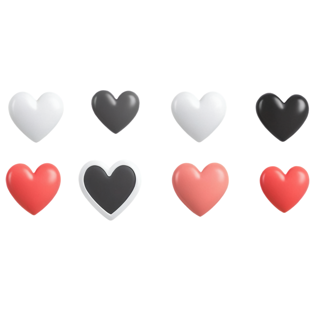 full image of the 3D Heart icons for social media drawing, hd, 8k, extremely high resolution, centered and white background FreePNG