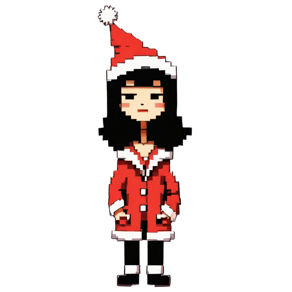 friday night funkin pixel BF with red chrismas coat on  FreePNG