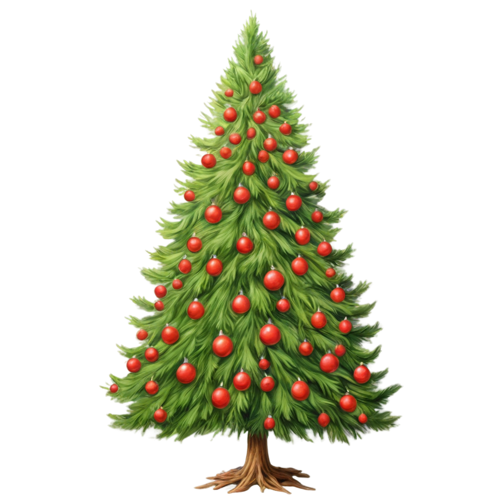 full image of the  christmas tree drawing, hd, 4k, 8k, extremely high resolution, centered and white background FreePNG