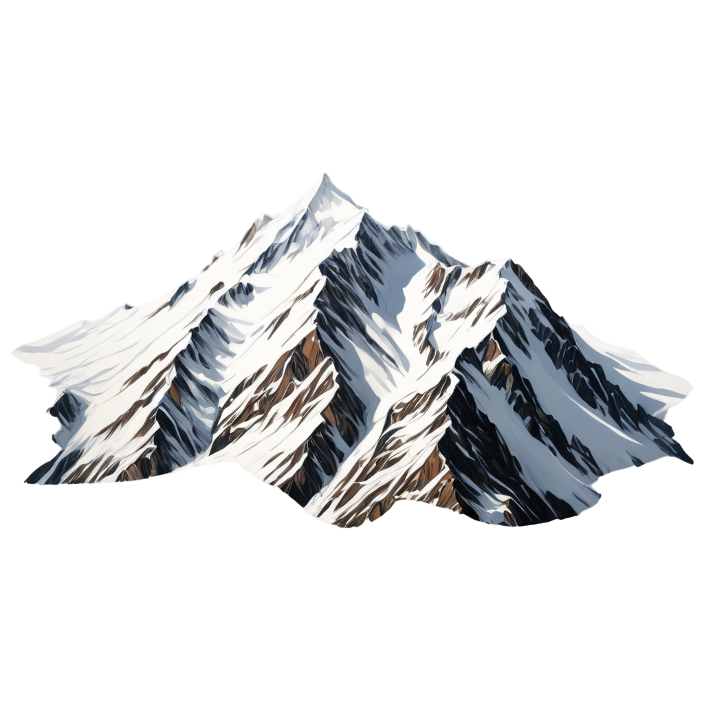 full image of the Snow capped mountains  drawing, hd, 4k, 8k, extremely high resolution, centered and white background FreePNG