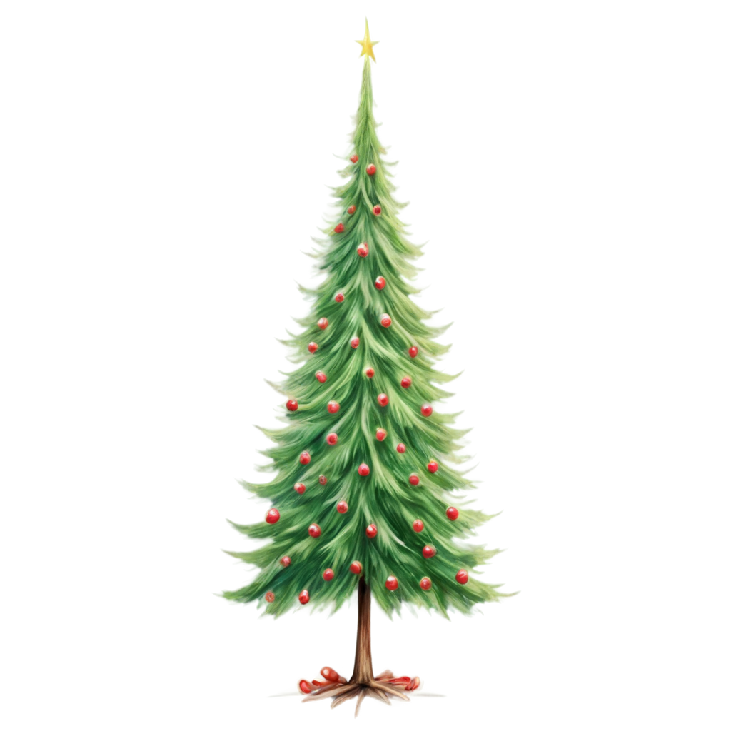 full image of the  christmas tree drawing, hd, 4k, 8k, extremely high resolution, centered and white background FreePNG