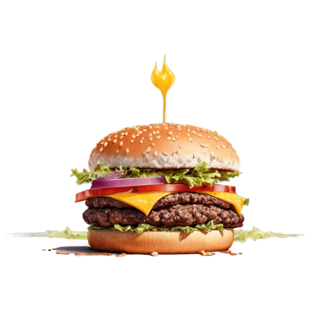 full image of the Hamburger drawing, hd, 4k, 8k, extremely high resolution, centered and white background FreePNG