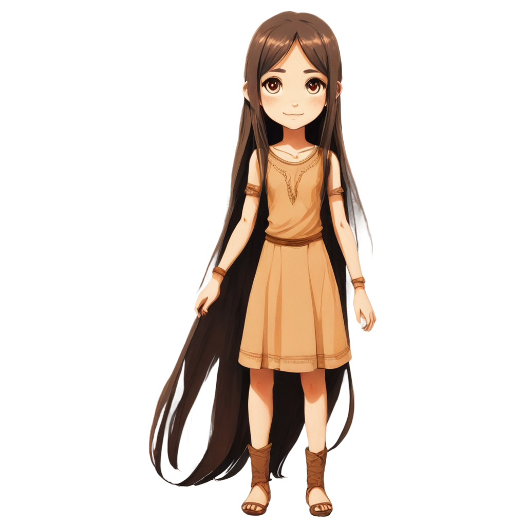 painted anime indian girl with long straight brown hairs, 19 age FreePNG