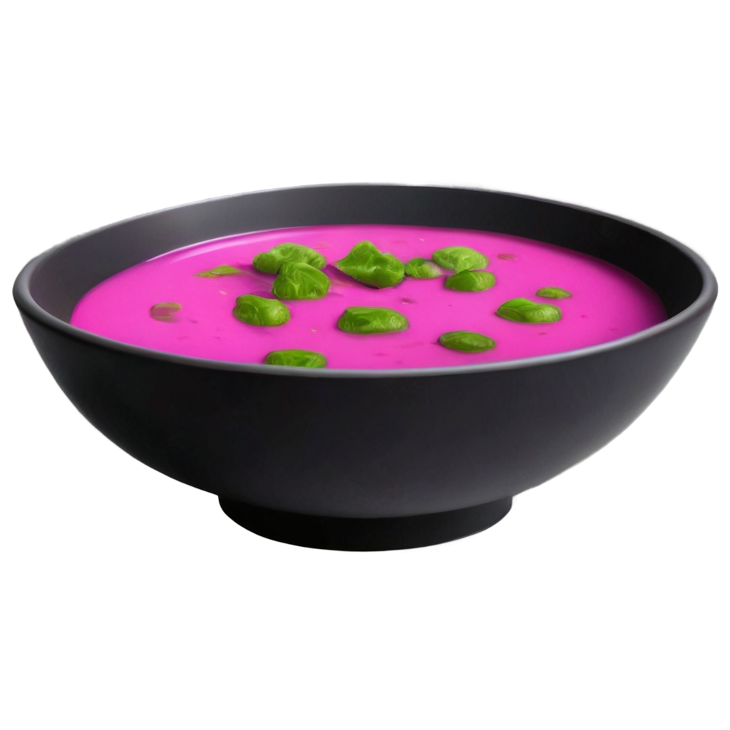 Purple Soup In Black Bowl With Pixel Art Style FreePNG