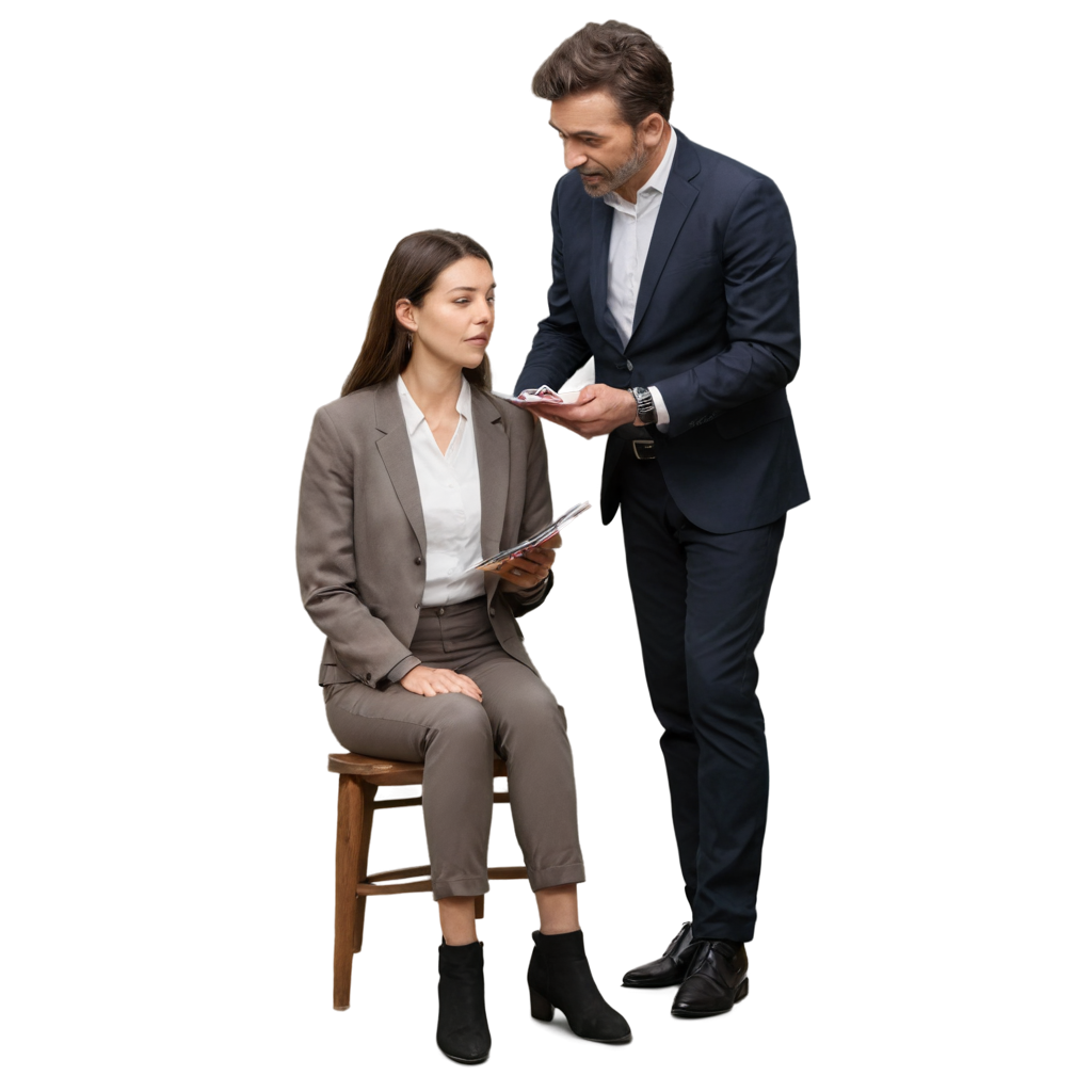 full image of the Therapist meeting with a client  drawing, hd, 4k, 8k, extremely high resolution, centered and white background FreePNG