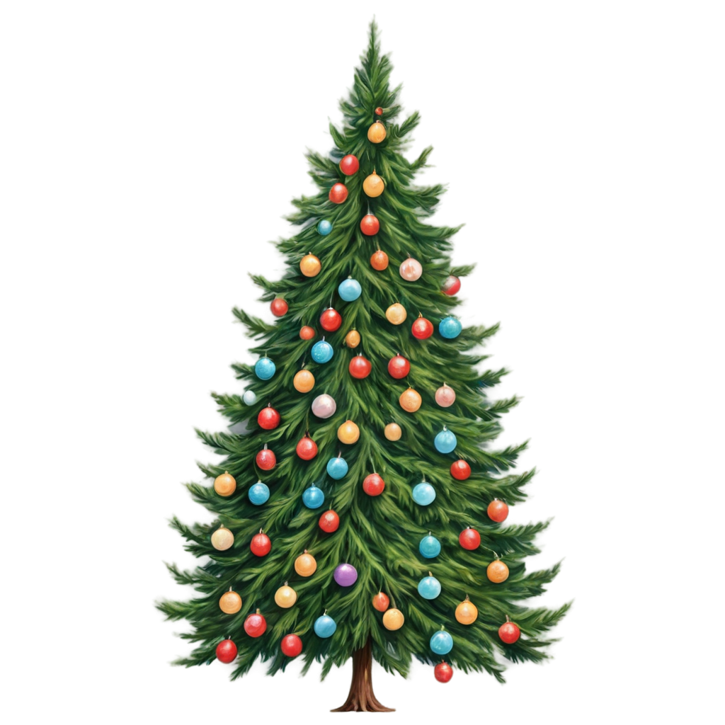 full image of the  christmas tree drawing, hd, 4k, 8k, extremely high resolution, centered and white background FreePNG