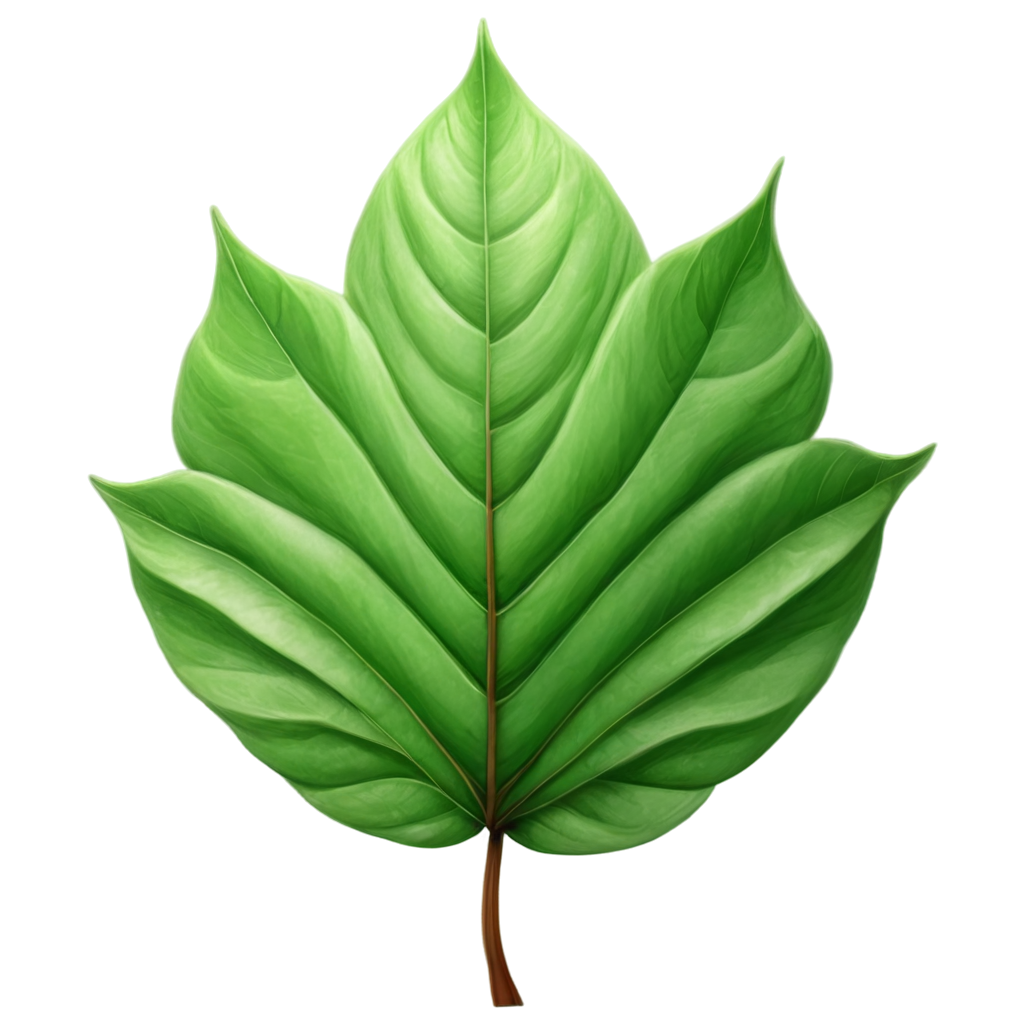 full image of the 3d green leaf  drawing, hd, 4k, 8k, extremely high resolution, centered and white background FreePNG