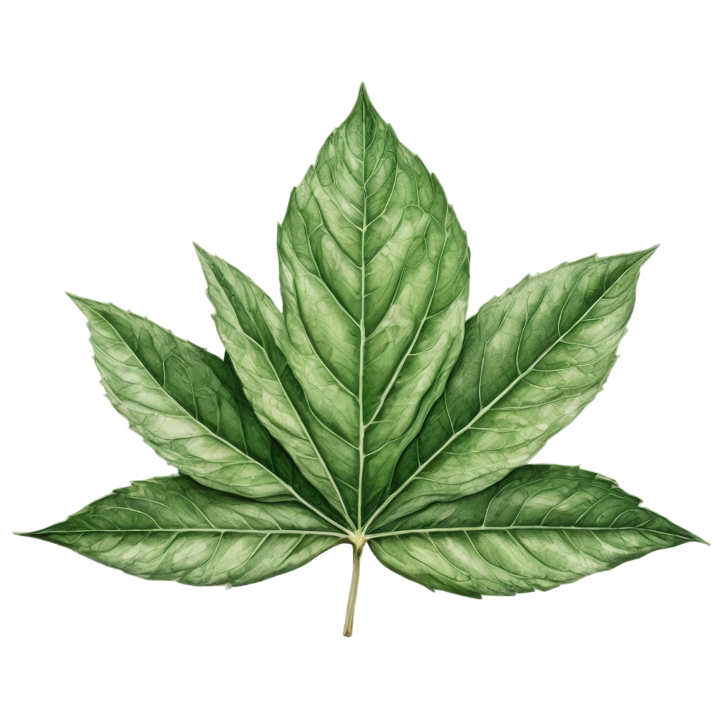 full image of the  green leaf  drawing, hd, 4k, 8k, extremely high resolution, centered and white background FreePNG