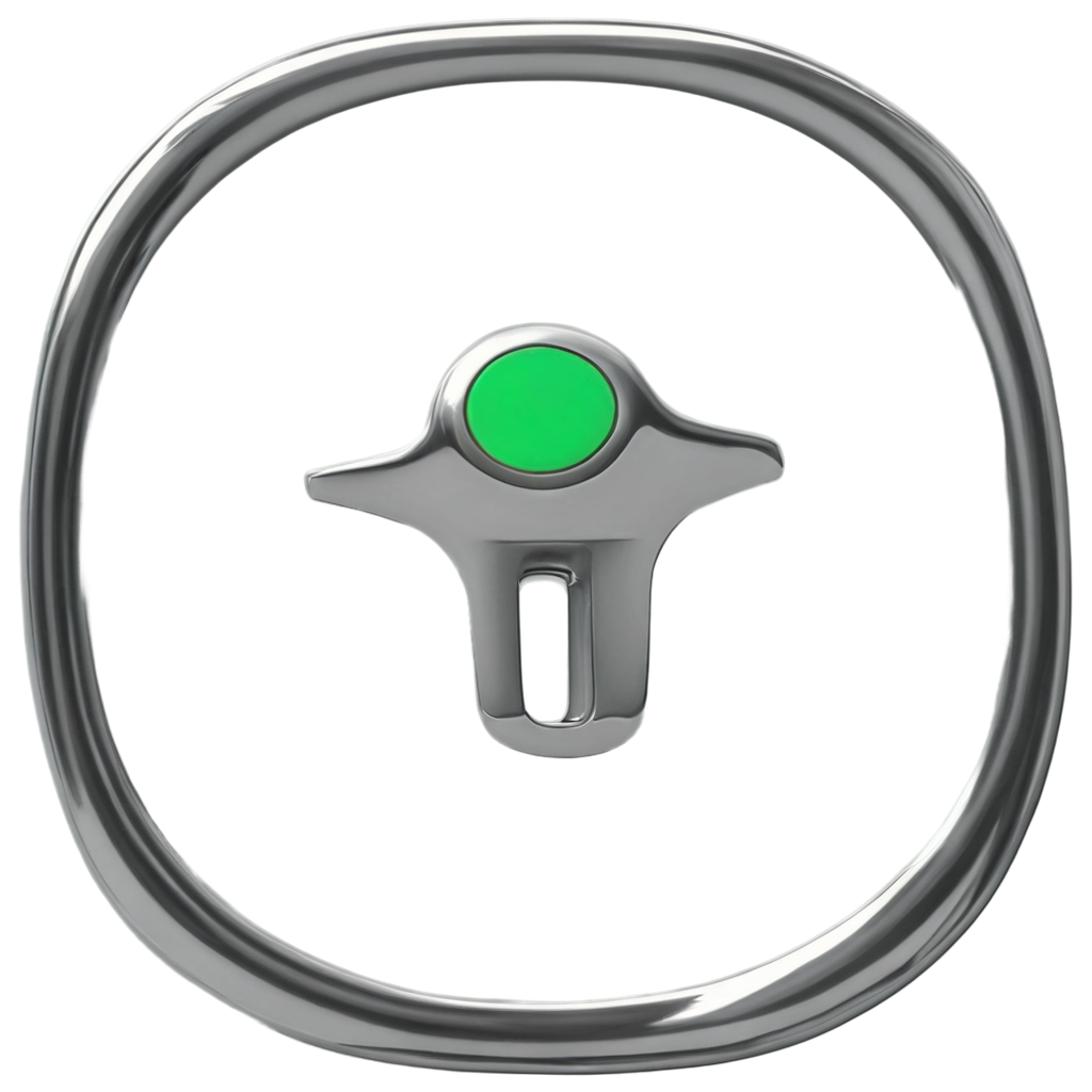 An extremely detailed, shiny style walking button with chrome effects on the edges, the button should be green in color. The button must be seen from the front. FreePNG