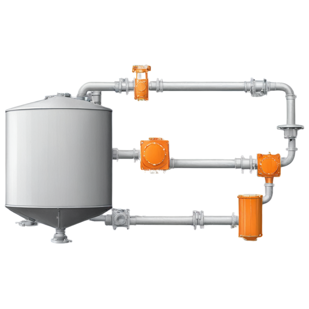 podrias generar un dibujo de un tanque de filtracion industrial (un dibujo, no una imagen real ni en tres dimensiones) muy simple sin bordes ni relieve y con colores anaranjados? es para un flujograma de producción de una proteina recombinante y necesito las operaciones unitarias en la misma estética. FreePNG