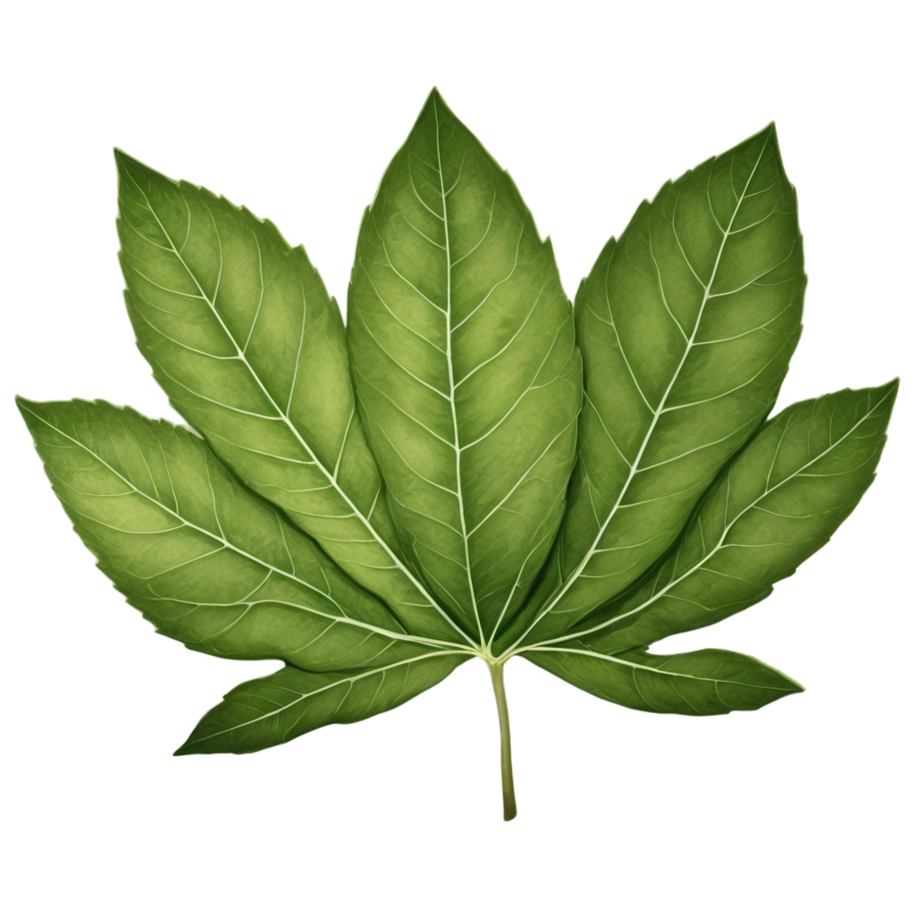 full image of the  green leaf  drawing, hd, 4k, 8k, extremely high resolution, centered and white background FreePNG