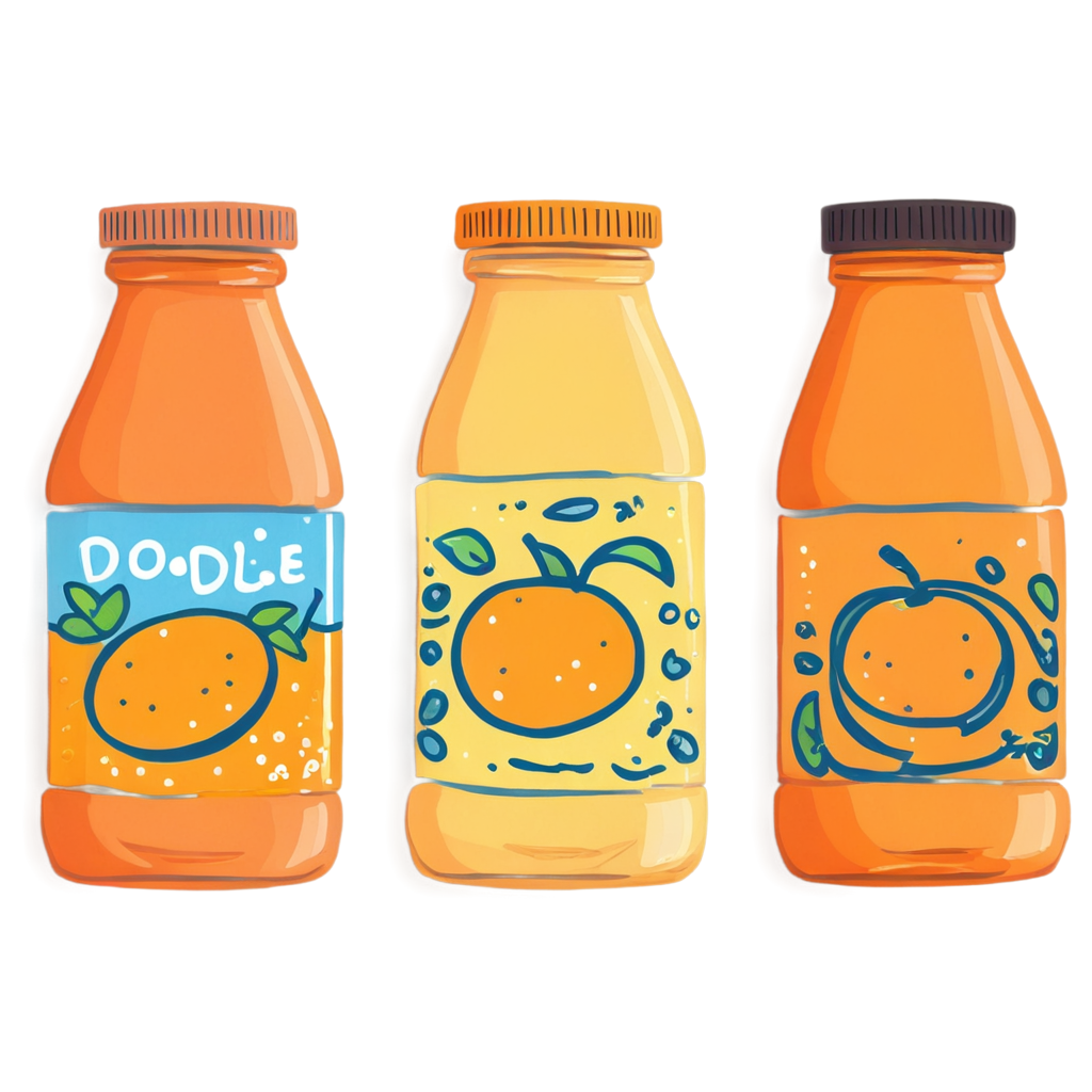 Doodle Cartoon Juice Orange Bottle FreePNG