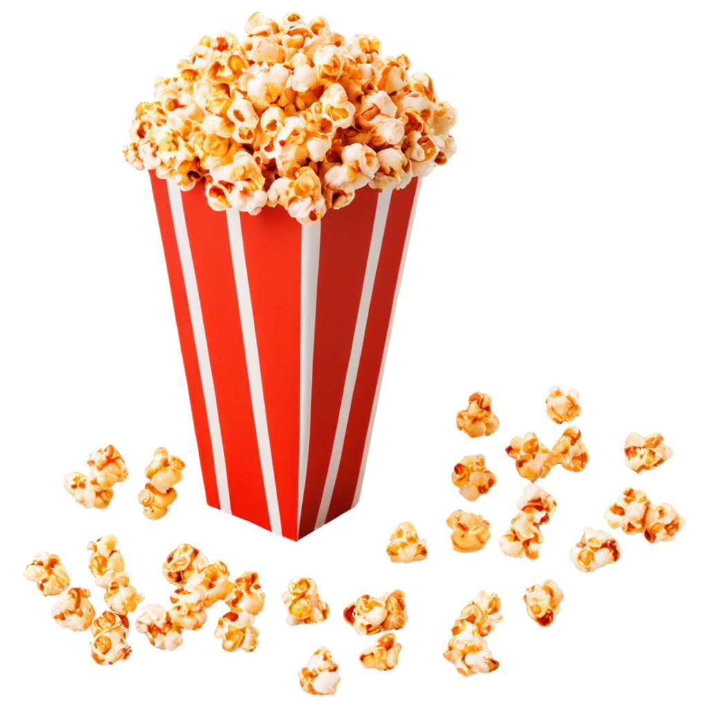 full image of the red Tasty caramel glazed popcorn  drawing, hd, 4k, 8k, extremely high resolution, centered and white background FreePNG