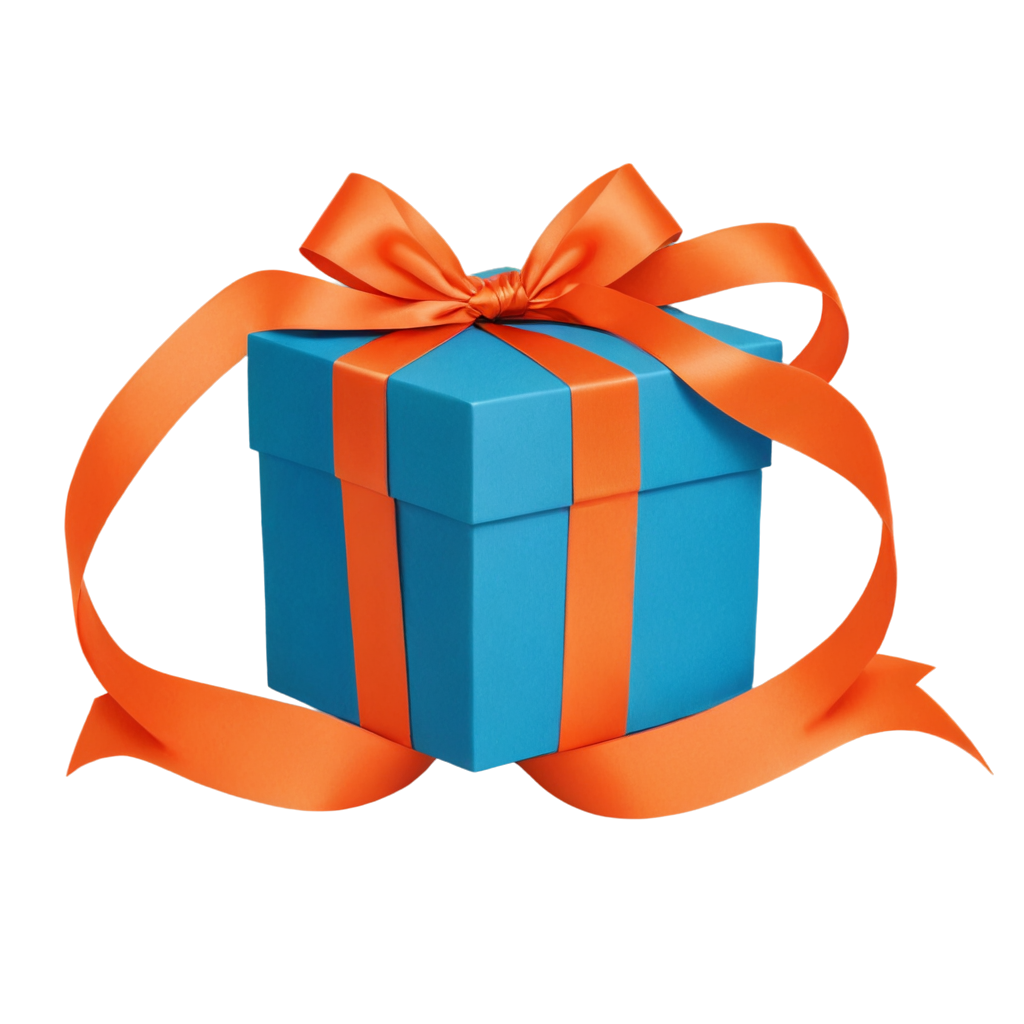 Blue Gift Box With Orange Ribbon FreePNG